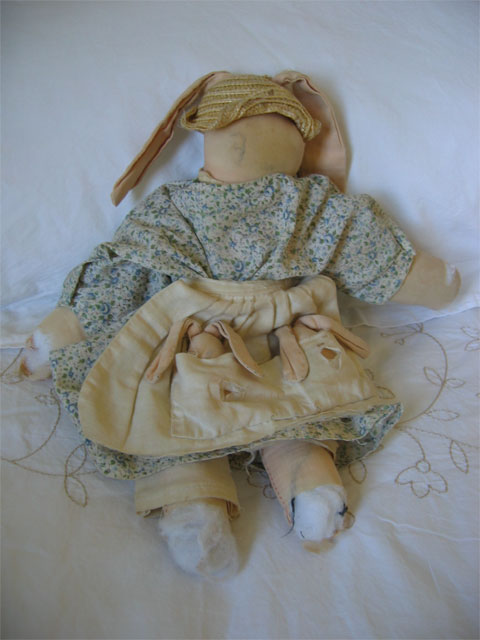 A photo of the stuffed rabbit, Harriet