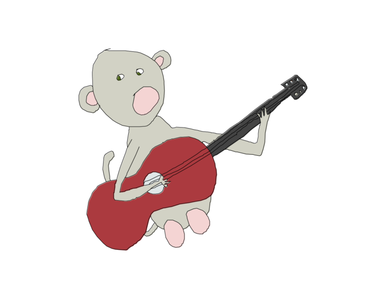 monkey playing a red guitar illustration